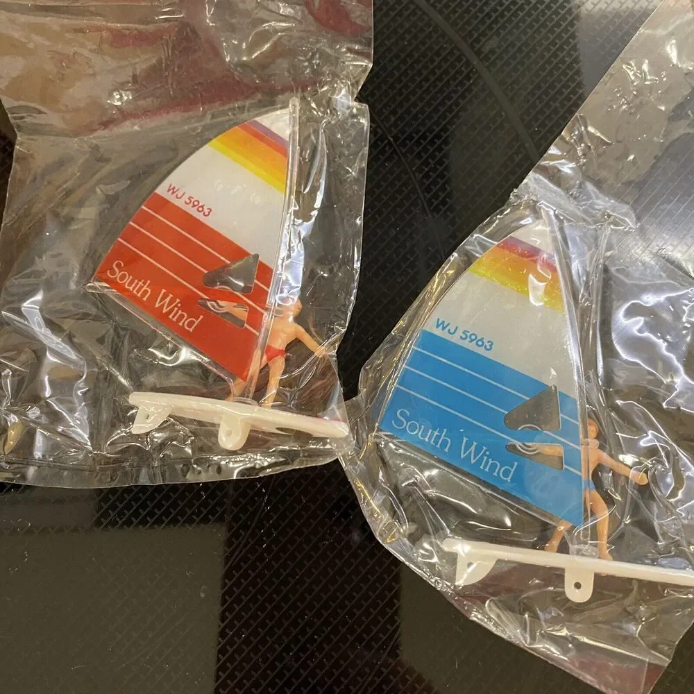 Vintage Windsurfer Cake Decoration Lot Of 2 Windsurfing Sailing Wind Sail Kite